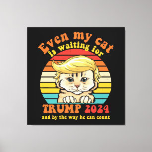 Zelfs Mijn Kat Wacht Op Trump 2024 Kleding Canvas Afdruk