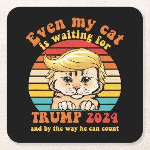 Zelfs Mijn Kat Wacht Op Trump 2024 Kleding Kartonnen Onderzetters