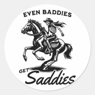 Zelfs slechteriken krijgen droevige Skeleton Ri Ronde Sticker