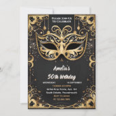 Zelfs Tutu Zwart Goud Chique Masquerade 50e Verjaa Kaart (Voorkant)
