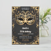 Zelfs Tutu Zwart Goud Chique Masquerade 50e Verjaa Kaart (Staand voorkant)
