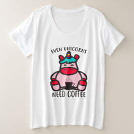Zelfs Unicorns hebben koffie nodig Funny Pink Unic Grote Maat T-shirt