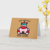 Zelfs Unicorns hebben koffie nodig Funny Pink Unic Kaart (Gele Bloem)