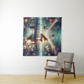 Zelfspelende piano in een surrealistisch meerlands wandkleed (In Situ (horizontaal))