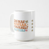 Zelfsprekende zaken versterken koffiemok (Voorkant links)