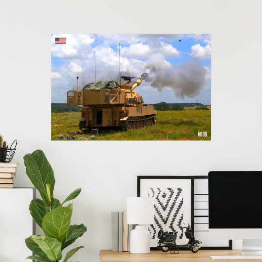 ZELFSTANDIG HOWITZER - M109 Paladin Poster (Thuiskantoor)