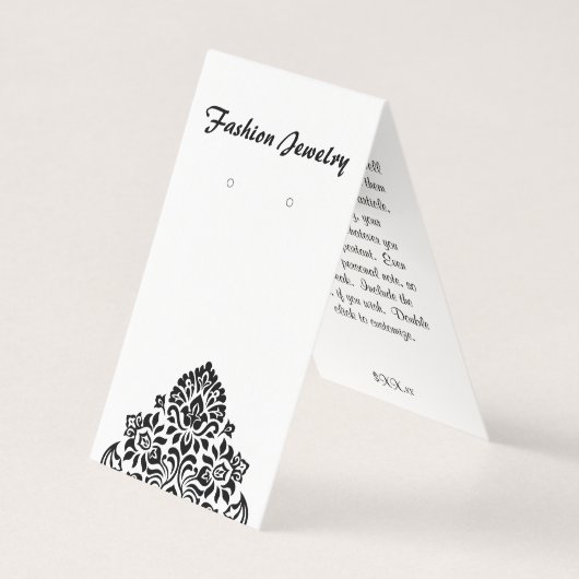 Zelfstandige Damask B/W Oorbel Display Kaarten (Voorkant)
