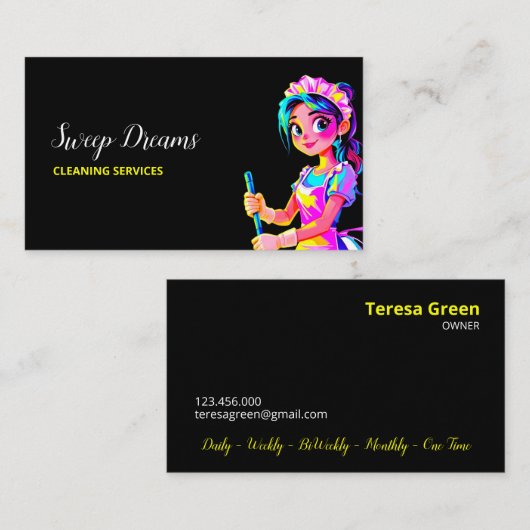 Zelfstandige huisvrouw zwart visitekaartje (Voorkant / Achterkant)