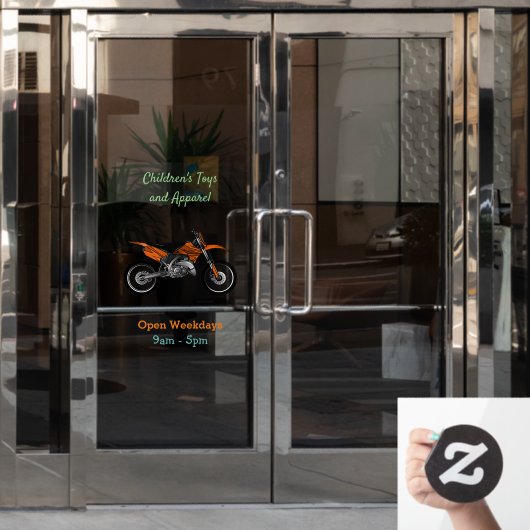 Zelfstandige motorfiets voor gebruik buiten de weg raamsticker (Kantoordeur)