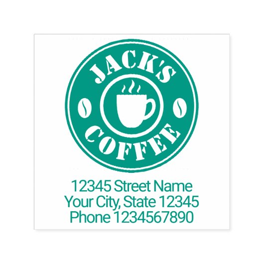 Zelfstandige rubberstempel voor koffiewinkels  zelfinktende stempel (Design)