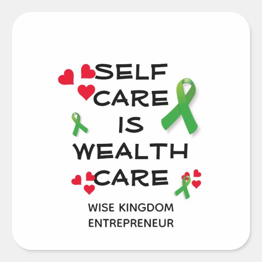 ZELFSTANDIGE ZELFZORG VOOR GEZONDHEIDSZORG VIERKANTE STICKER (Voorkant)