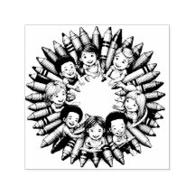 Zelfversterkend kinderstempel in een potloodcirkel