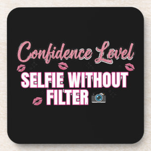 Zelfvertrouwensniveau: Selfie Zonder Filter – Grap Bier Onderzetter