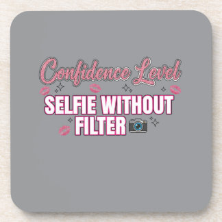Zelfvertrouwensniveau: Selfie Zonder Filter | Grap Bier Onderzetter