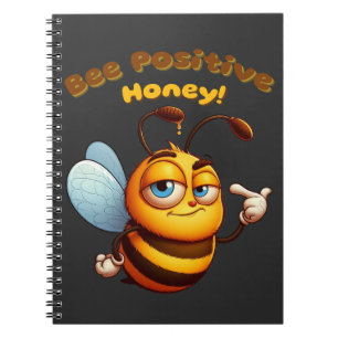 Zelfverzekerd geel Cartoon hommel ontwerp Notitieboek