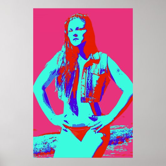 Zelfverzekerd rood bikinimeisje poster (Voorkant)