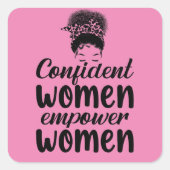 Zelfverzekerd Vrouwen Empower Vrouwen Quote Femini Vierkante Sticker (Voorkant)