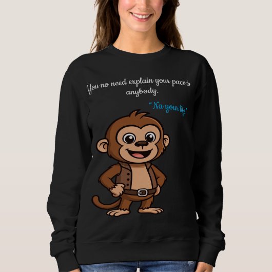 Zelfverzekerde Aap – Minimaal Kalm Leven T-Shirt (Voorkant)