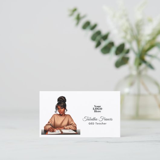 Zelfverzekerde Afro Zwarte Vrouw Baas Empowerment  Visitekaartje (Staand voorkant)