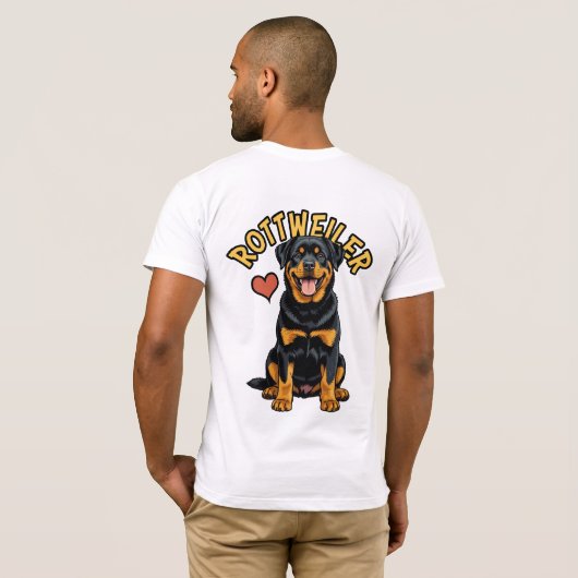 Zelfverzekerde beschermer: Rottweiler T-shirt (Achterkant volledig)