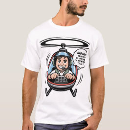 Zelfverzekerde Cartoon Helikopterpiloot Met Waarsc T-shirt