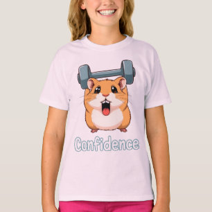Zelfverzekerde Cute Hamster die Gewichten Lijnt Fi T-shirt