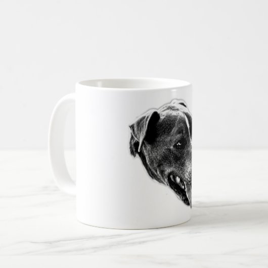 Zelfverzekerde glimlach Pitbull Mix Portret Mok (Voorkant links)
