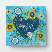 Zelfverzekerde Inspirerend Hart Bloem Blauw Fotoplaat (Voorkant)