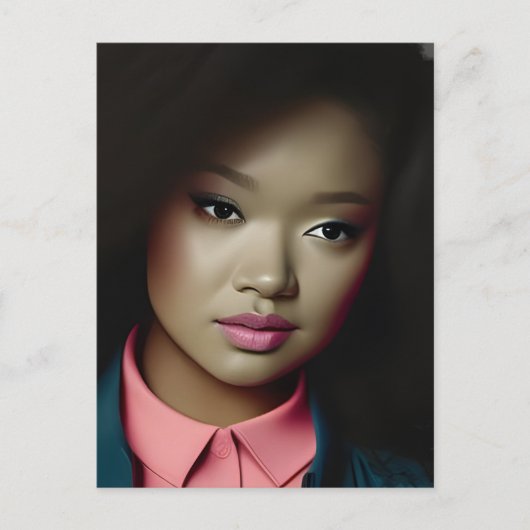 Zelfverzekerde jonge vrouw briefkaart (Voorkant)