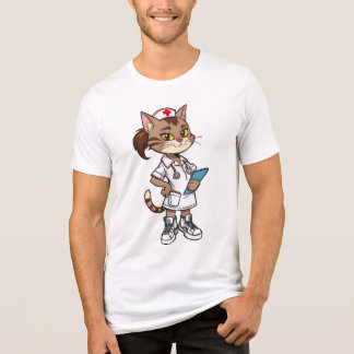 Zelfverzekerde Nurse Cat – jaren 90 Cartoon stijl Tri-Blend Shirt