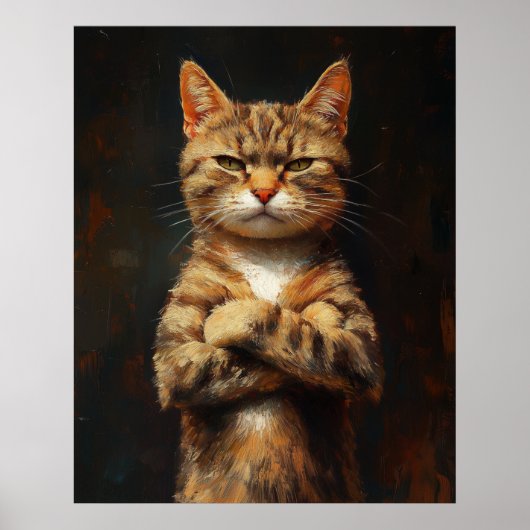 Zelfverzekerde tabbykat met attitude poster (Voorkant)