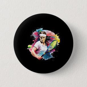 Zelfverzekerde tennis slice - vrouwelijke atleet i ronde button 5,7 cm