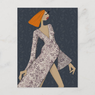 Zelfverzekerde Vrouw Elegante Glam Mode Kunst Ansi Briefkaart