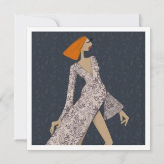 Zelfverzekerde Vrouw Elegante Glam Mode Kunstkaart Kaart