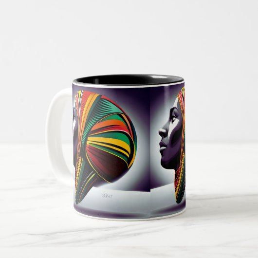 Zelfverzekerde zwarte vrouw tweekleurige koffiemok (Voorkant links)