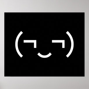 Zelfvoldane Emoticon (¬‿¬) Japanse Kaomoji Poster