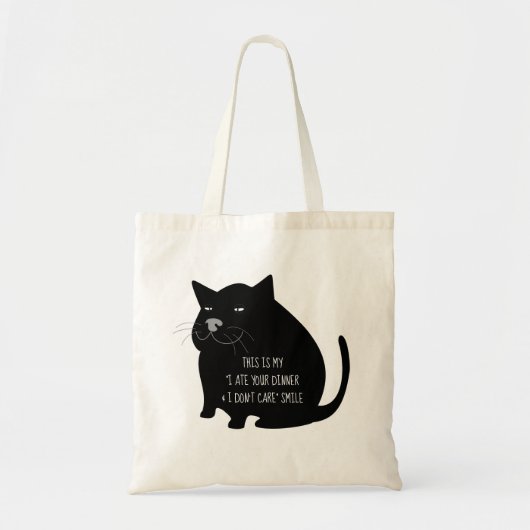 Zelfvoldane Vette Zwarte Kat Grappige Quote Tote Bag (Voorkant)