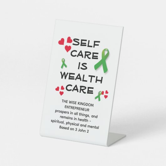 ZELFZELFZORGZORGZORG Christelijk Reclamebord Met Voetstuk (Voorkant)