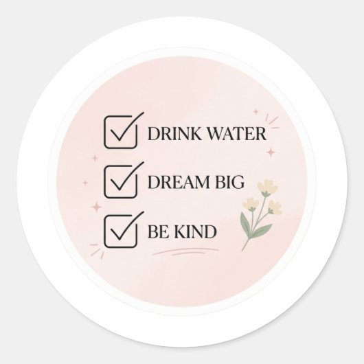 Zelfzorg Checklist Sticker - Minimalistische Roze  (Voorkant)