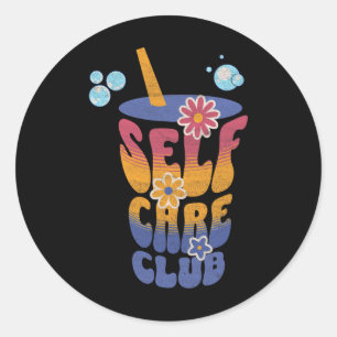 Zelfzorg Club Mooie Bloemen Positiviteit Yoga Medi Ronde Sticker