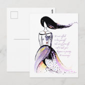 Zelfzorg inspirerend geïllustreerde dame citaat briefkaart (Voorkant / Achterkant)