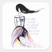 Zelfzorg inspirerend geïllustreerde dame citaat vierkante sticker (Voorkant)