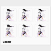 Zelfzorg inspirerend geïllustreerde dame citaat vierkante sticker (Vel)