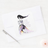Zelfzorg inspirerend geïllustreerde dame citaat vierkante sticker (Envelop)