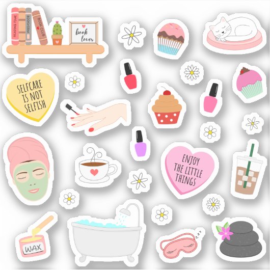 Zelfzorg Mij Tijd Gezellig Ontspannen Bullet Journ Sticker (Voorkant)