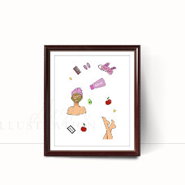 Zelfzorg, mode illustratie poster