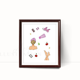 Zelfzorg, mode illustratie poster