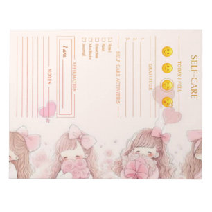Zelfzorg roze en gouden watercolor planner  notitieblok