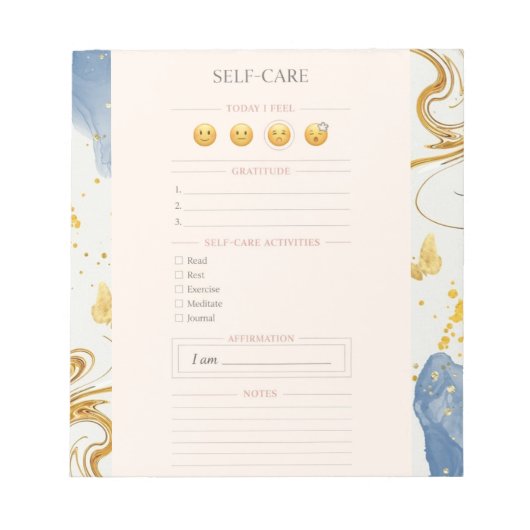 Zelfzorg roze Planner goud luxe waterverf Notitieblok (Voorkant)