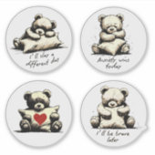 Zelfzorg Teddybeer Knuffelen Kussen Schattigee zin Sticker (Voorkant)